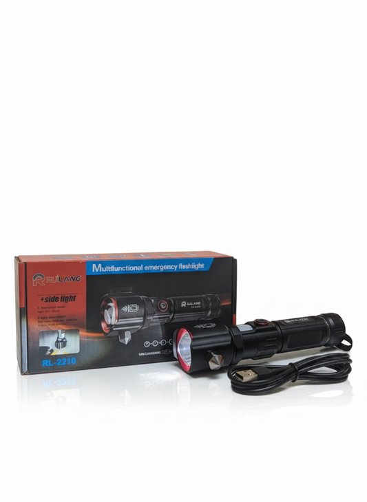 RUILANG RL-2210 Multifunctional Emergency Flashlight with Power Bank, Seatbelt Cutter & Window Breaker