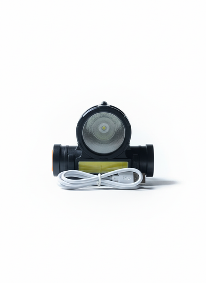 2 in 1 Headlight Torch Lamp – 3W LED+COB with Built-in Battery, Waterproof & USB Charge
