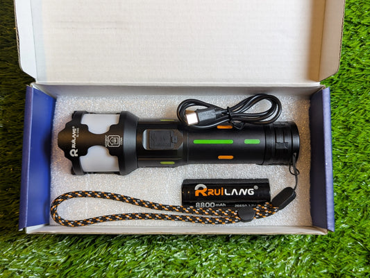 RUILANG RL-2405 High-Power LED Flashlight | Telescopic Zoom, Water Proof, Smart Torch & Power Bank