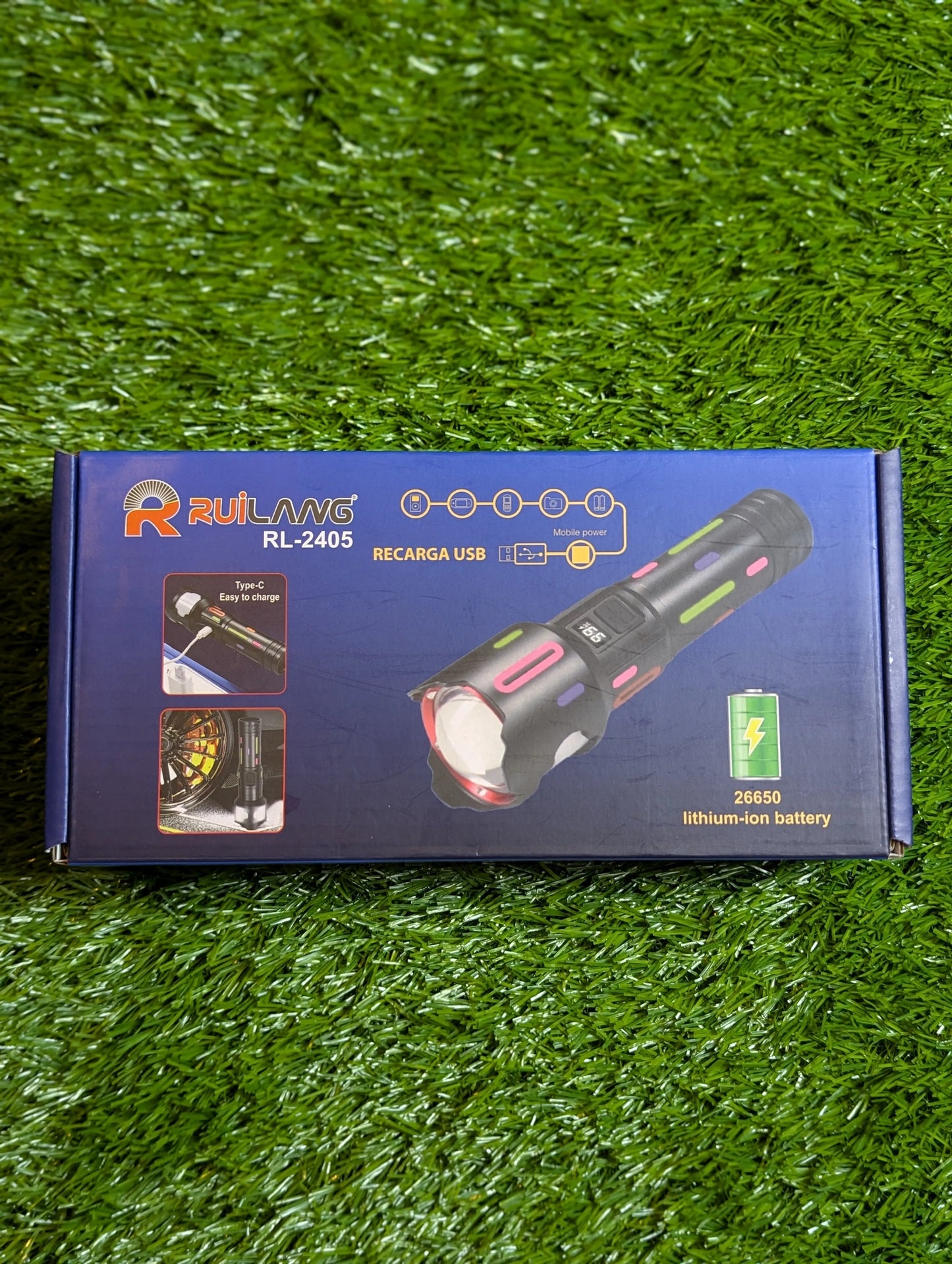 RUILANG RL-2405 High-Power LED Flashlight | Telescopic Zoom, Water Proof, Smart Torch & Power Bank