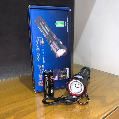RUILANG RL-2405 High-Power LED Flashlight | Telescopic Zoom, Water Proof, Smart Torch & Power Bank