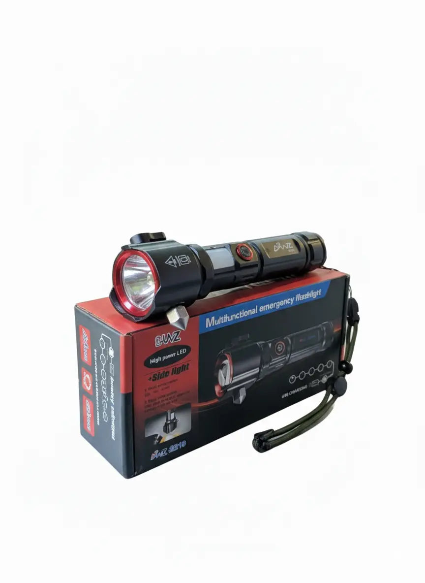 RL-2210 Multifunctional Emergency Flashlight with Power Bank, Seatbelt Cutter & Window Breaker